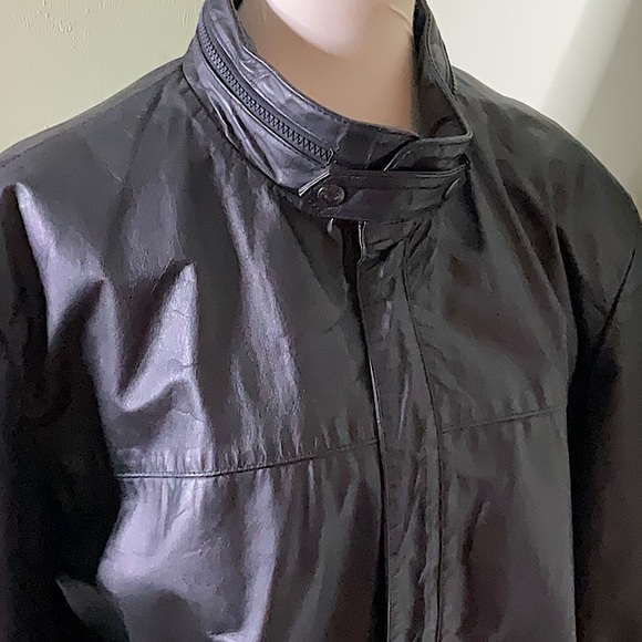 Saddlery Cooper Collection Men’s Black Leather Coat With Zip Out Rainhood 46 - Picture 5 of 10